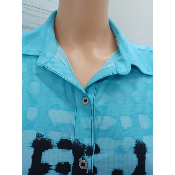 Nygard Tunic Blue button Down Shirt Top Long Roll Tab PM/M - Picture 2 of 9